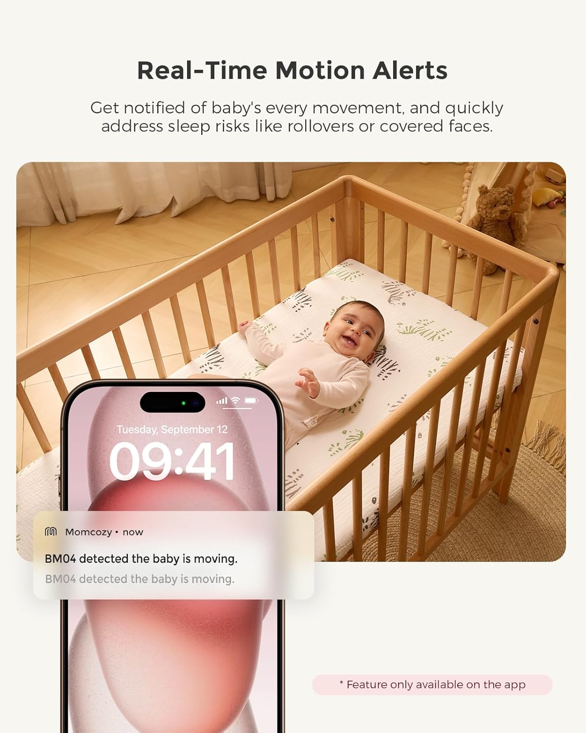 Momcozy Smart WiFi Baby Monitor with Camera and Audio, 5" 1080P Screen with Wall Mount, Motion &
