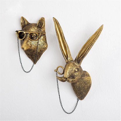 GUASDIE Animal Heads Wall Decor, Faux Deer Head Mount, Animal Sculptures Wall Decor, Resin Animal