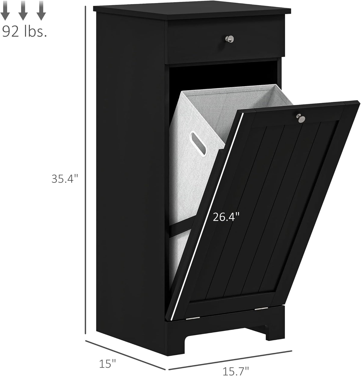 HOMCOM Laundry Hamper with Removable Basket, Tilt Out Hamper with Drawer and Beadboard Door