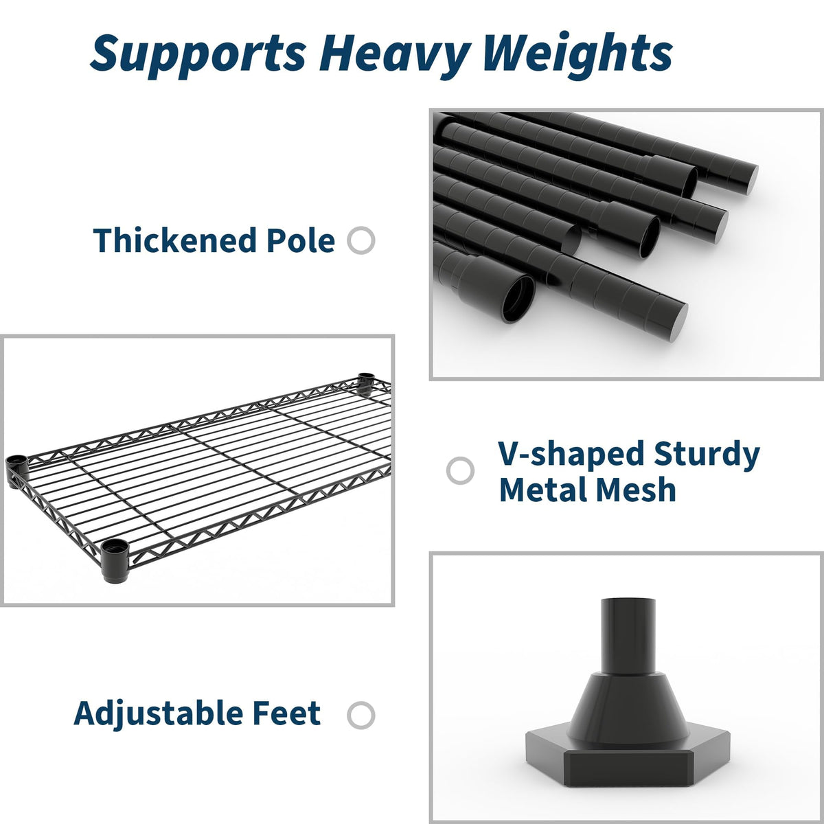 4-Tier Metal Storage Shelves, 60"W Heavy Duty Garage Shelving Unit 1060LBS Capacity, Adjustable