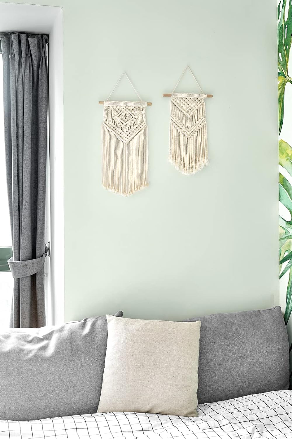 Dahey 2 Pcs Macrame Wall Hanging Small Woven Tapestry Wall Art Decor - Beautiful for Boho Home Dorm