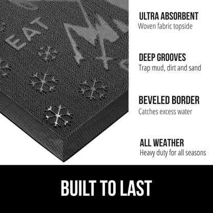 GORILLA GRIP 100% Waterproof All-Season WeatherMax Doormat, US Designed Natural Rubber, Stain and
