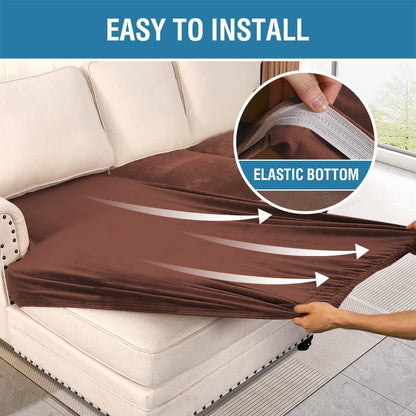 H.VERSAILTEX Velvet Stretch Sectional Couch Covers 3 Pieces Sofa Seat Cushion Covers L Shape