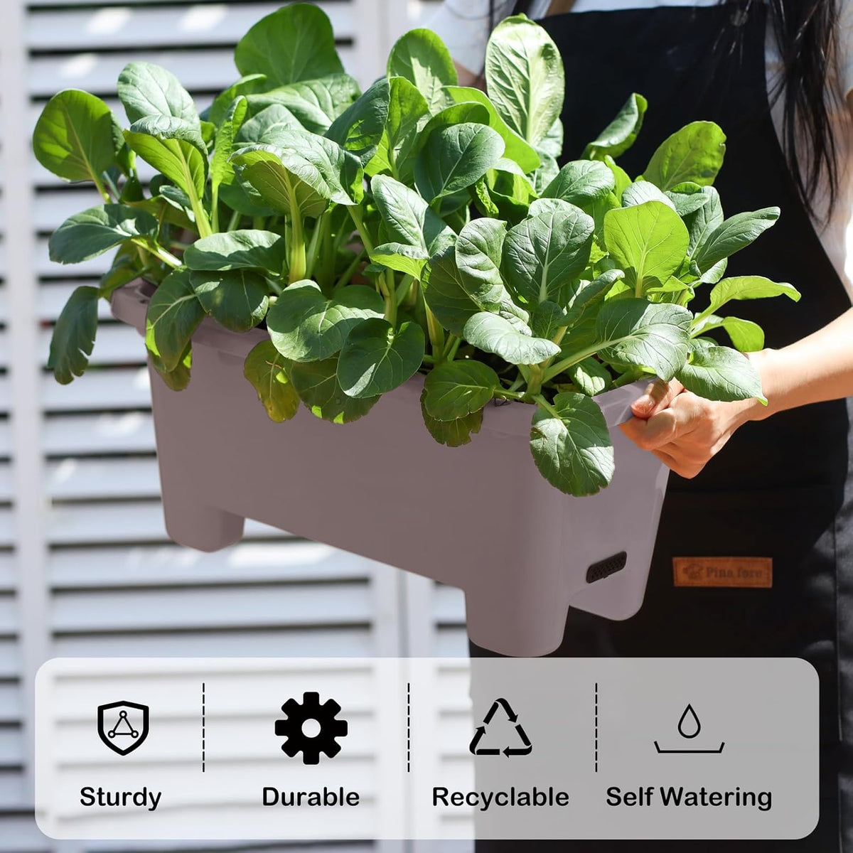 Self-Watering Rectangle Planter Boxes 8-Pack, 15.7-Inch Window Box Planter with Drainage Holes &