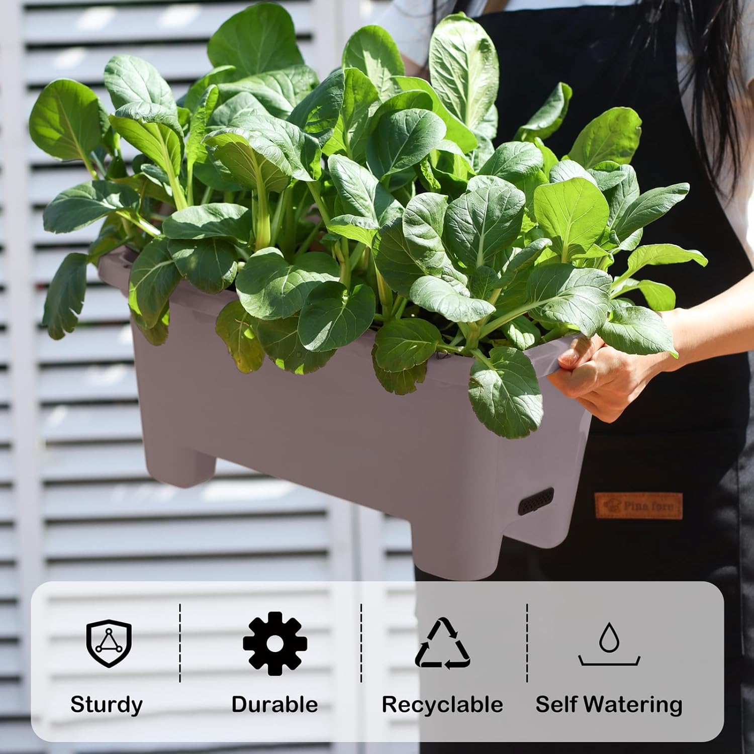 Self-Watering Rectangle Planter Boxes 8-Pack, 15.7-Inch Window Box Planter with Drainage Holes &