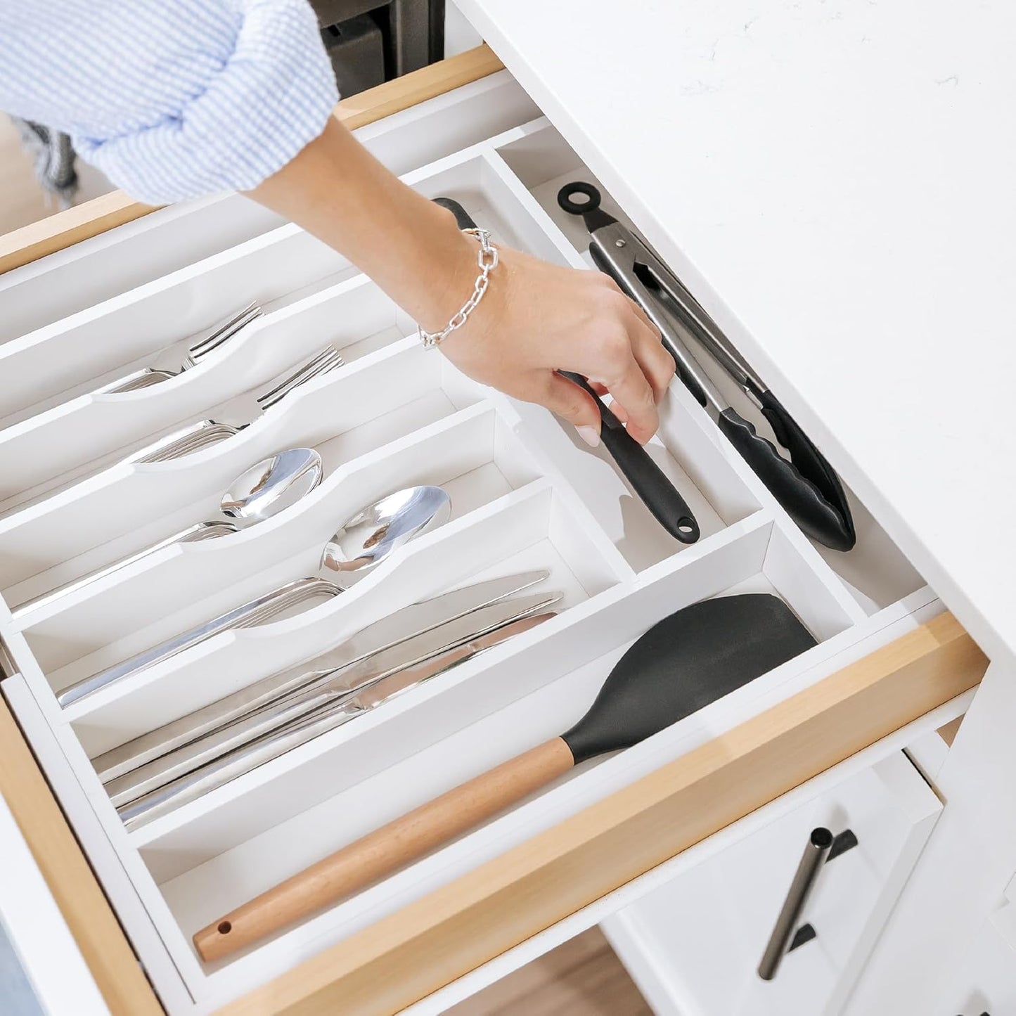 Premium Silverware, Flatware and Utensil Organizer for Kitchen Drawers, Food-Safe Contract Grade