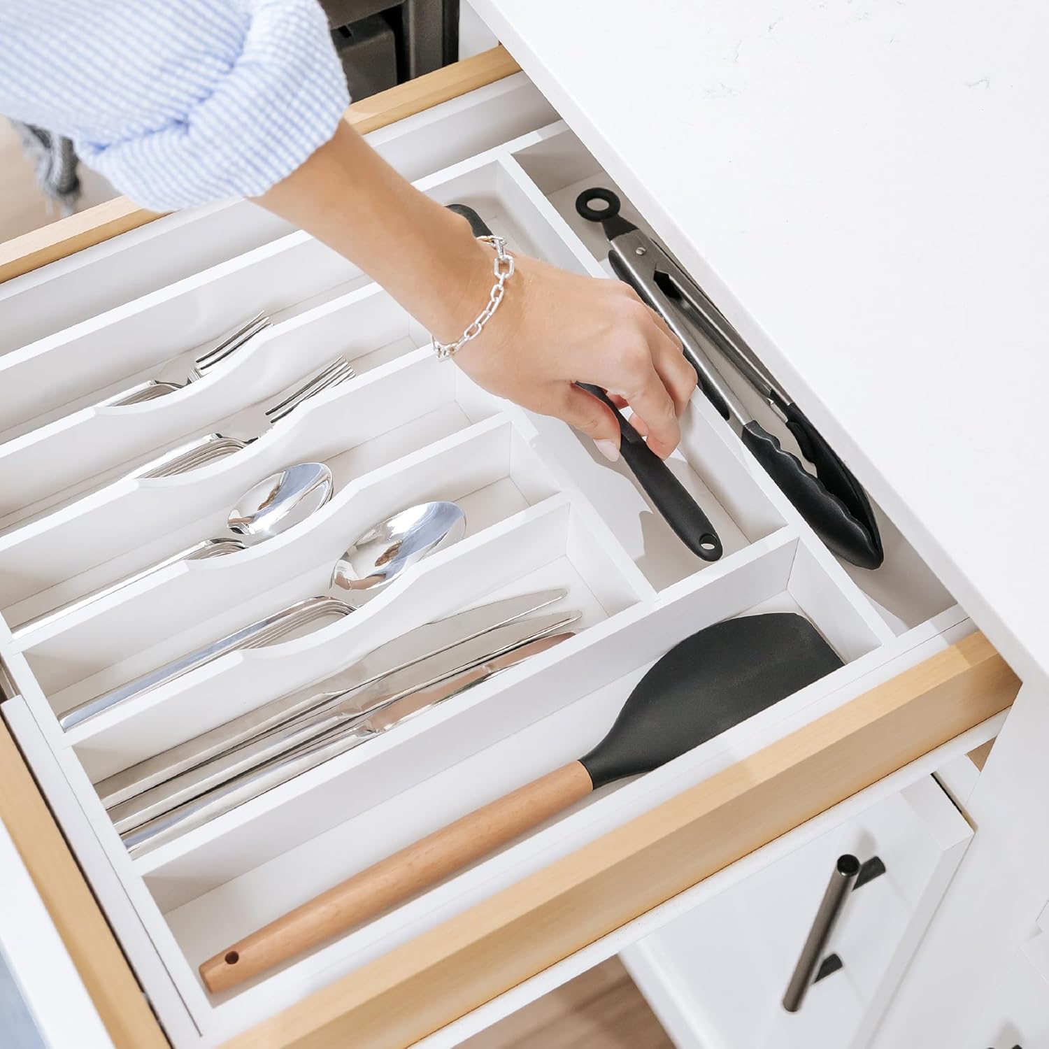Premium Silverware, Flatware and Utensil Organizer for Kitchen Drawers, Food-Safe Contract Grade