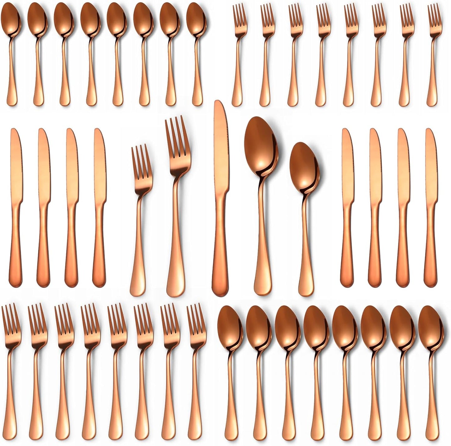 40 Pcs Rose Gold Silverware Set for 8, Food Grade Stainless Steel Flatware Set, Eating Utensils