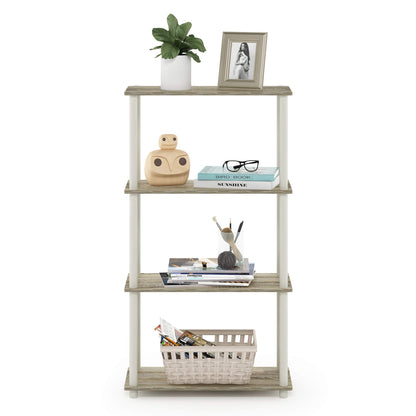 Furinno Turn-N-Tube Storage Shelves, 4-Tier Book Shelf, Corner Shelf, Toolless Open Shelves, for