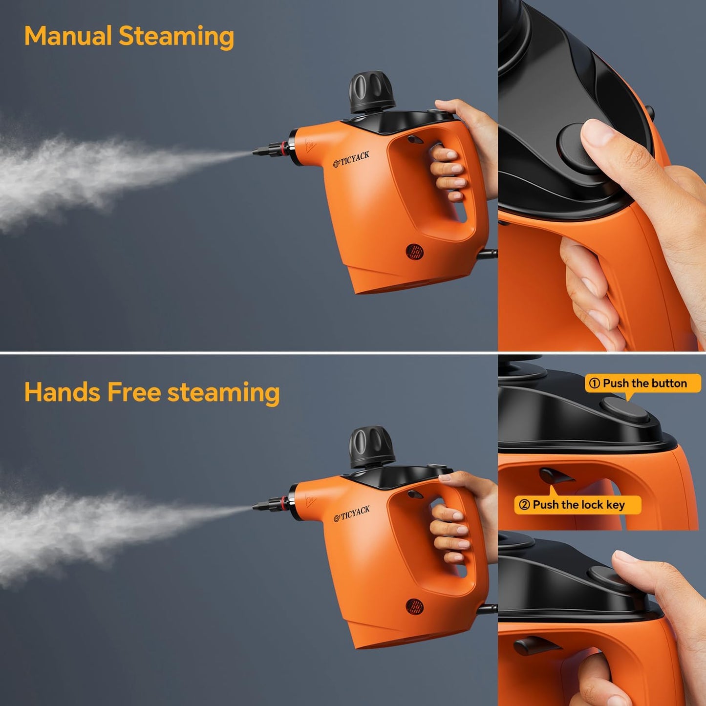 Handheld Steam Cleaner, Steam Cleaner with 16 PCS Accessory & Safety Lock, 500ML Large Capacity