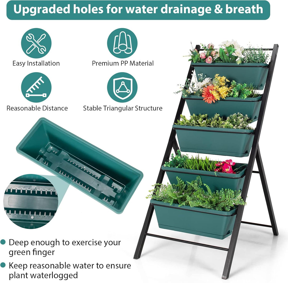 S AFSTAR 5-Tier Vertical Garden Planter, 5-Layer Raised Garden Bed with 5 Detachable Planter Boxes