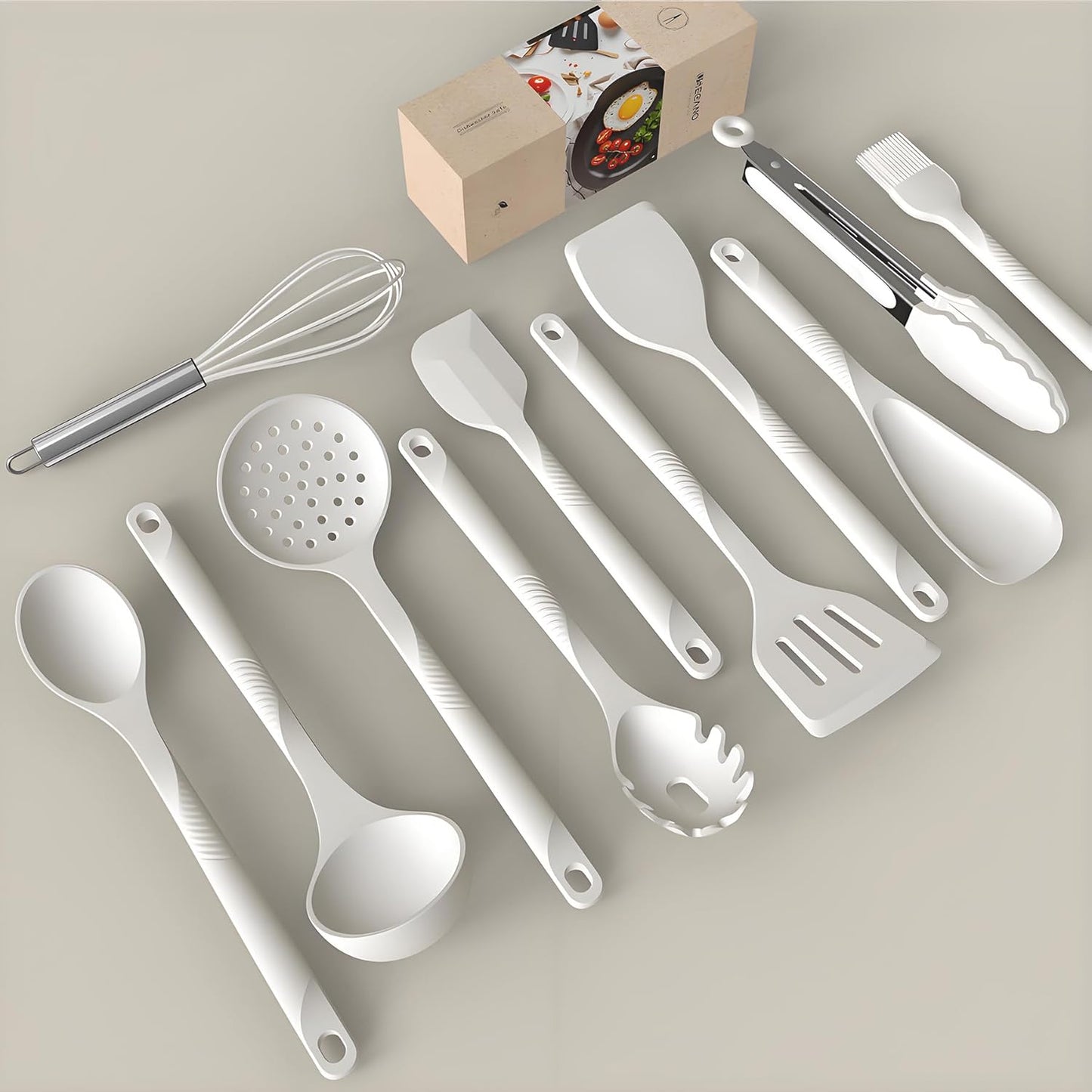 Silicone Cooking Utensils Set - 600°F Heat Resistant, Nonstick Kitchen Utensil Set with Spatulas