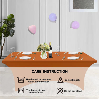 IVAPUPU 2 Pack 6FT Table Cloth for Rectangular Fitted Events Stretch Caramel Table Covers Washable