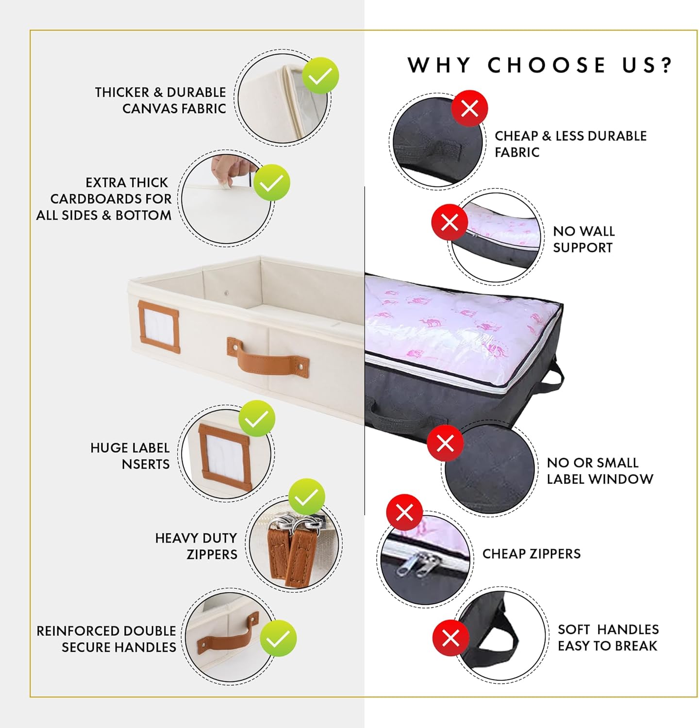 HOMELUX THEORY 2pc Under Bed Storage Containers, Bedroom Under the Bed Drawer Storage Organizer