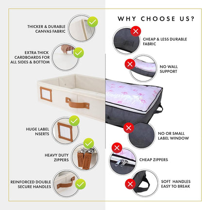 HOMELUX THEORY 2pc Under Bed Storage Containers, Bedroom Under the Bed Drawer Storage Organizer