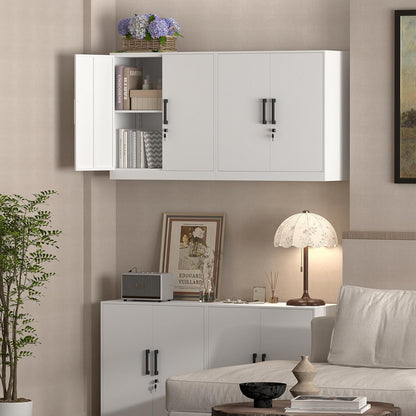 Wall Cabinet,Lockable Storage Cabinets with Adjustable Shelf,Locking Wall Storage Cabinet with