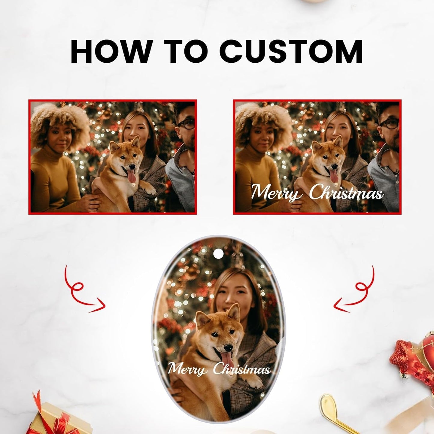 Personalized Christmas Ornaments 2025 Customized with Photo Text Ornament Keepsake Pet First