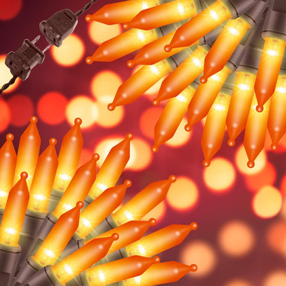 100LIGHTS Orange Extra-Bright with End Connectors Halloween Decorative Lights 5.98m UL Certified