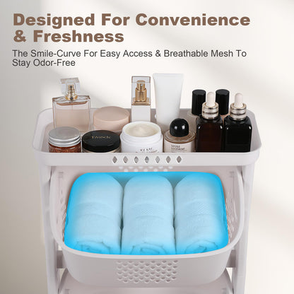 FAHKNS 3-Tier Laundry Hamper Sorter Cart with Wheels, Large 75L Capacity Hamper Organizer, Rolling