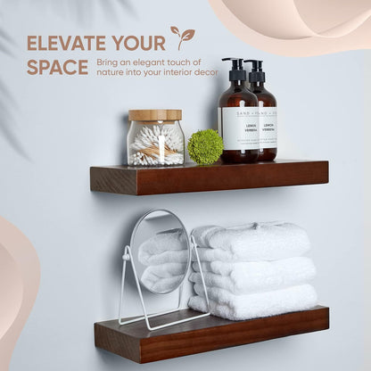 Homeforia Walnut 12 inch Floating Shelf, High End Solid Real Wood Small 12inch Floating Shelves for