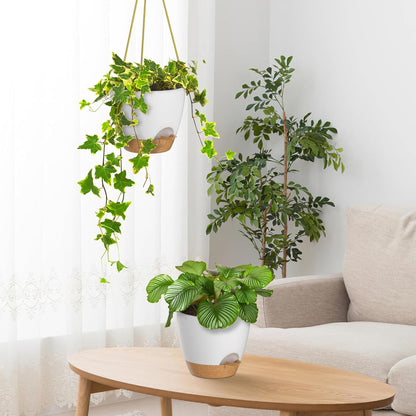 ZMTECH 6.5 Inch Hanging Planters for Indoor Outdoor Plants, 2 Pack Self Watering Hanging Plant Pots