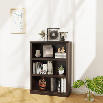43 in Tall Bookcase, 3-Tier Bookshelf Open Storage, 33 inch Wide Floor Standing Indoor Furniture
