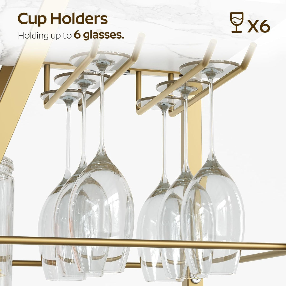 Bar Cart, Gold Bar Cart for The Home, Small Bar Cart on Wheels, Beverage Cart, Home Bar Serving