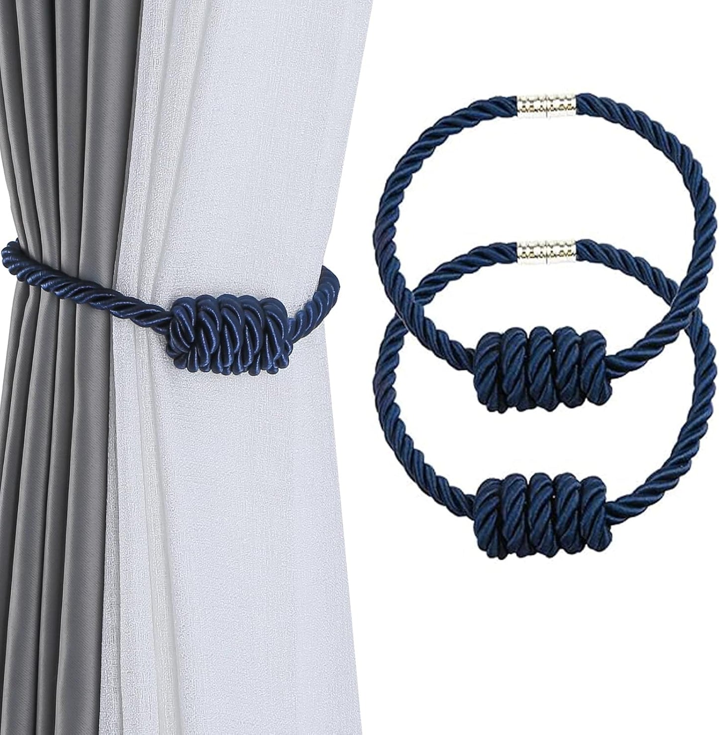 Fenghuangwu 2Pack Magnetic Curtain Tiebacks – Bohemian Style Handmade Woven Tie-Backs for