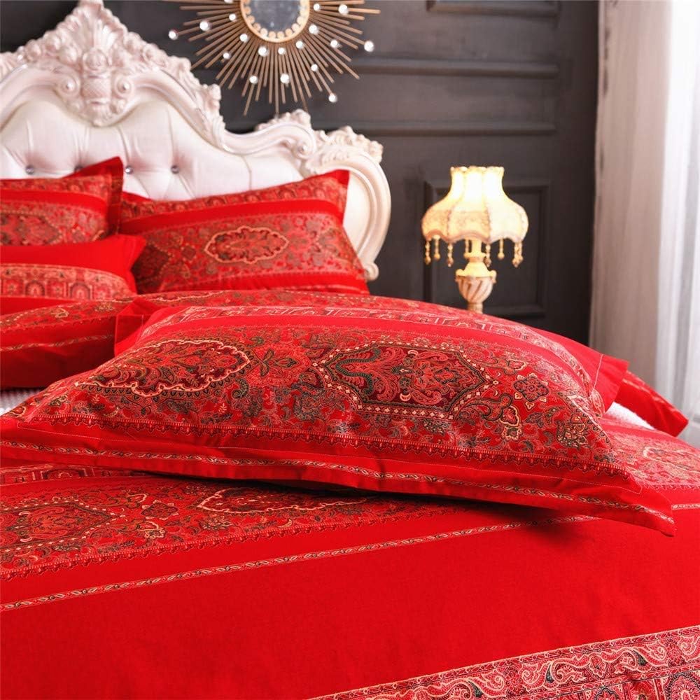 ABREEZE Queen Duvet Covers, Bohemian Retro Bedding Set, Coloful Mandala Down Comforter Cover, Boho