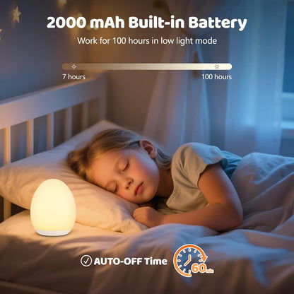 MediAcous Night Light for Kids Baby, Egg Light for Nursery, 7 Colors Changing & Stepless Dimming