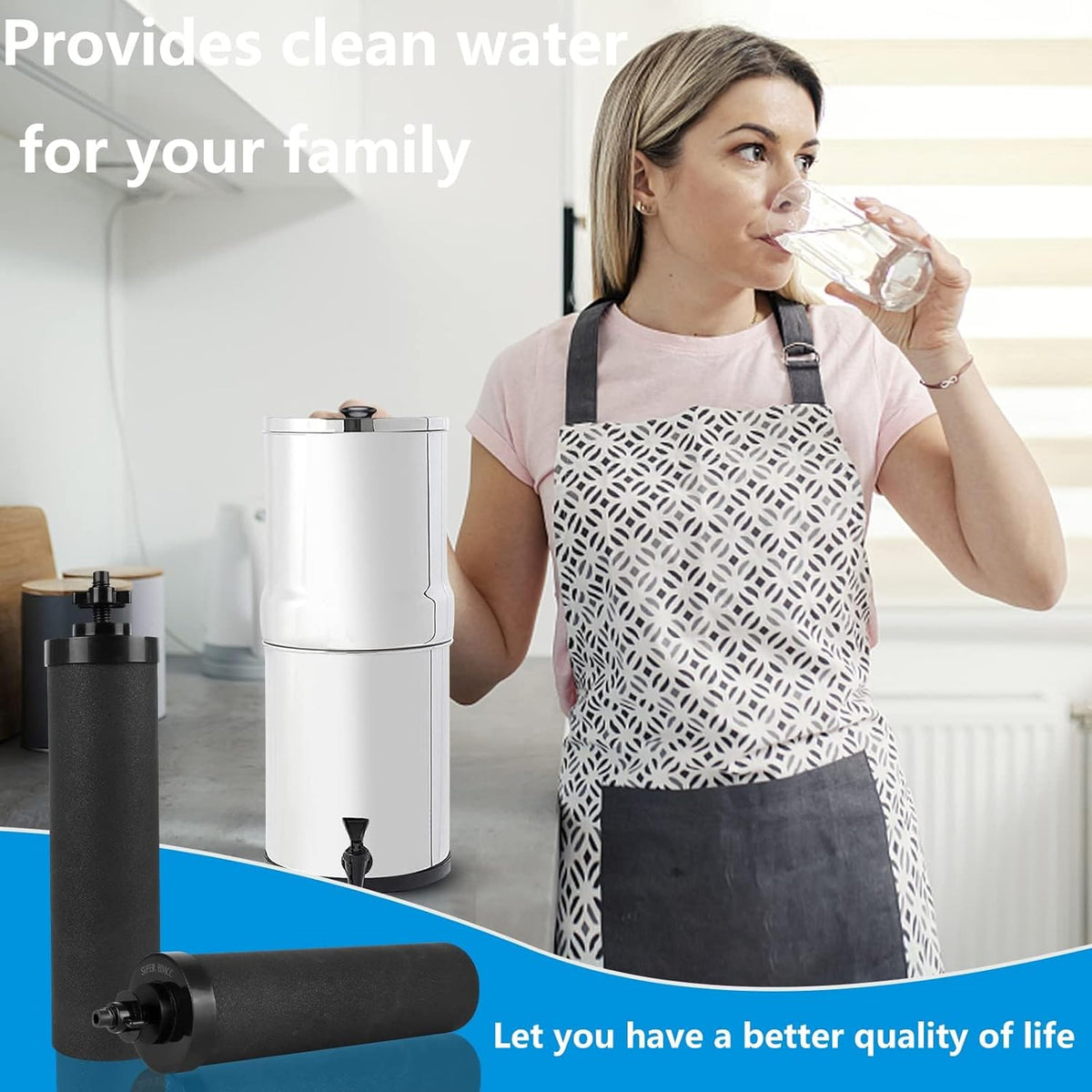 Water Filter Silver Infused Replacement for Berkey® BB9-2® Black Carbon Block Filters