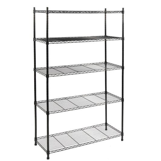 Elevon 5-Tier Storage Shelves, Adjustable Metal Wire Shelving Unit with Leveling Feet Heavy Duty