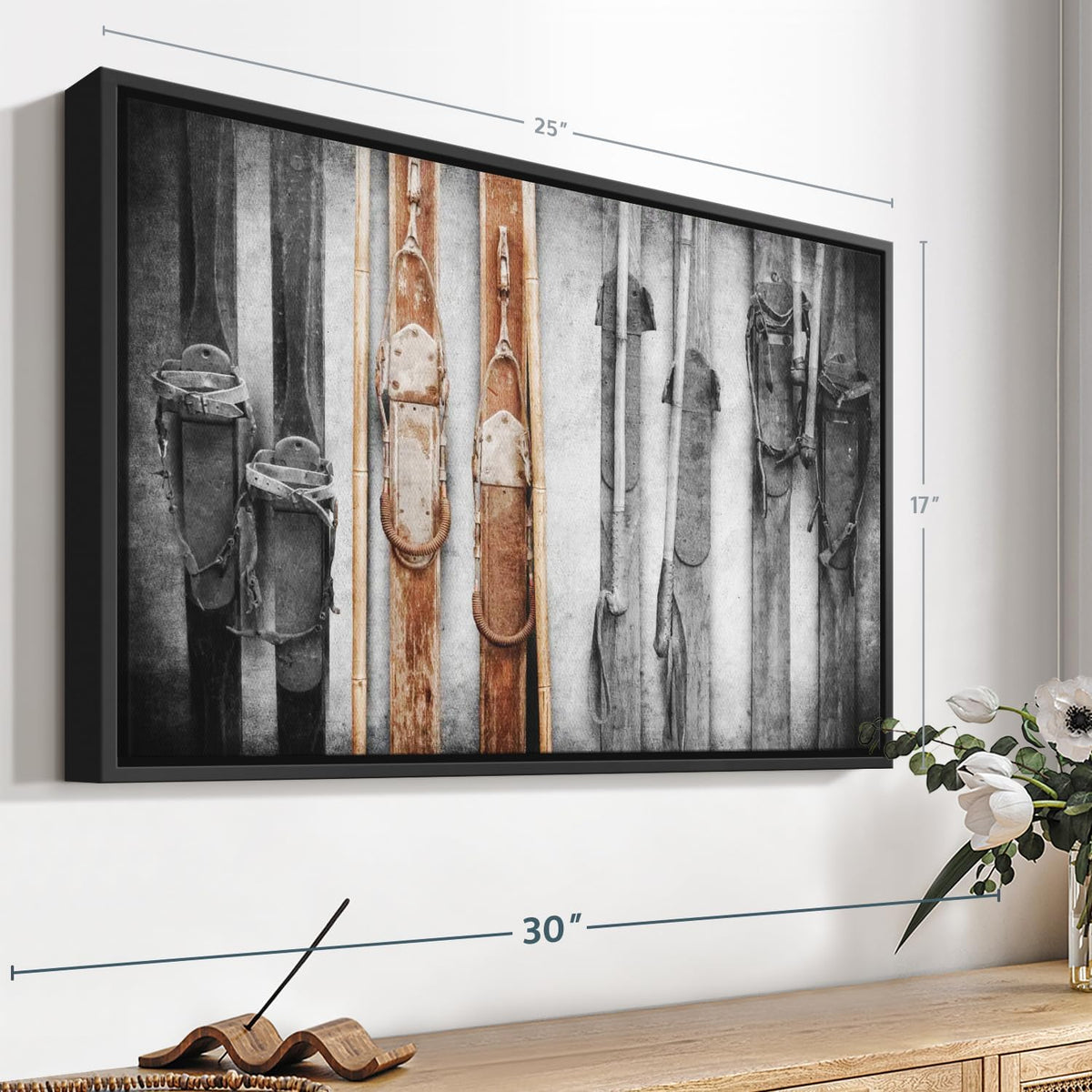 ElephantStock Ski Collection Wall Art - Horizontal Framed Canvas - 1-Piece Bathroom Wall Decor