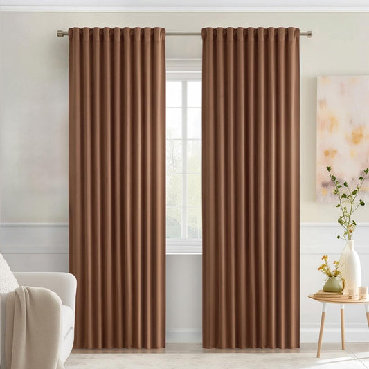 MIULEE Back Tab Blackout Curtains 90 Inch Long 2 Panels Set for Living Room Bedroom, Rod