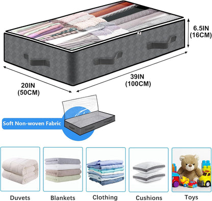 4 Pack Under Bed Storage, 90L Collapsible Closet Containers Organizers and Under Bed Storage Bins