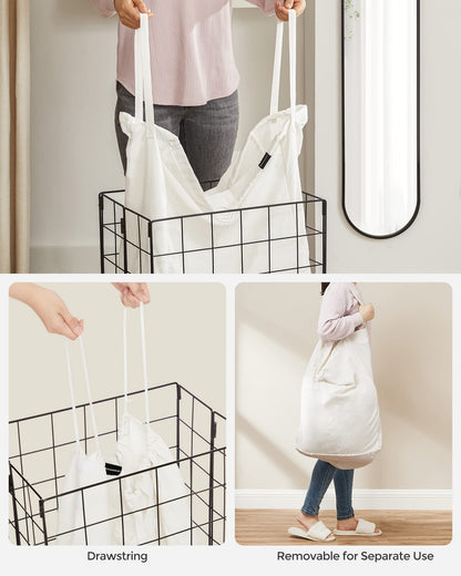 SONGMICS Laundry Hamper, 23.8 Gal. (90L) Laundry Basket, Collapsible Clothes Hamper, Black and