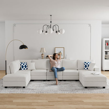 L Lengend Vansen Modular Sectional Sofa U Shaped Couch with Ottoman Modern Reversible Corner