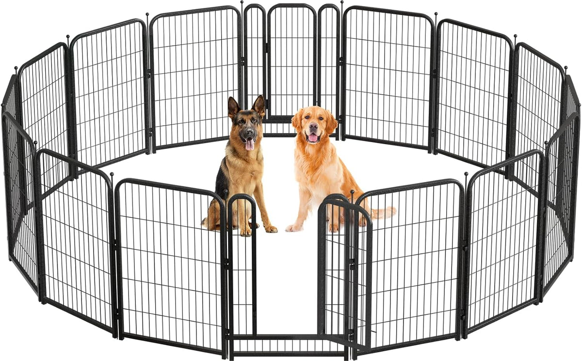 Metal Dog Playpen, 40 Inch Height 16 Panels, Large Dog Fence for Large/Medium/Small Dogs Indoor &