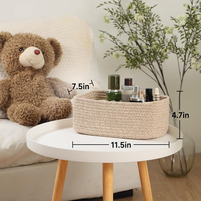 Small Storage Baskets for Organizing | Closet Organizer Bins | Shelf Toy Basket | Woven Rope