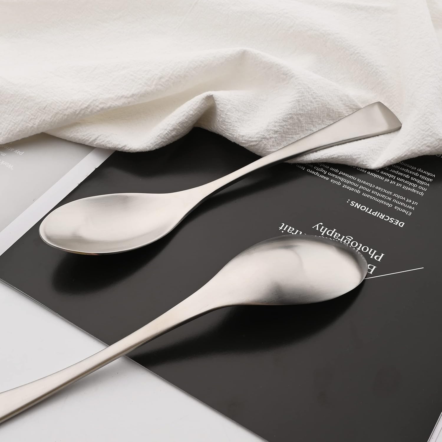 Luxury 304 Stainless Steel Matte Silver Cutlery Flatware Set - Utensil Set Steak Spoons and Forks