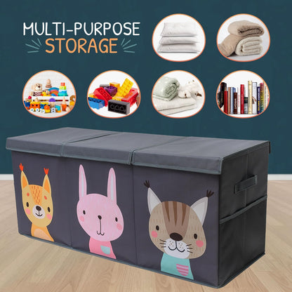 Extra Large Toy Storage Organizer with Lid - Sturdy, Collapsible Toy Chest Storage Box with Cute