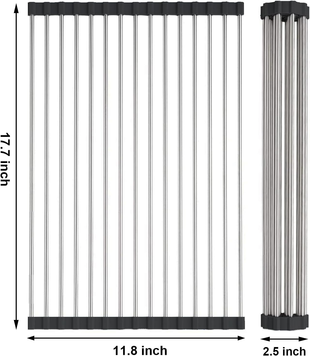 Searik Stainless Steel Over The Sink Dish Drying Rack, Roll Up Foldable Kitchen Sink Drainer Rack