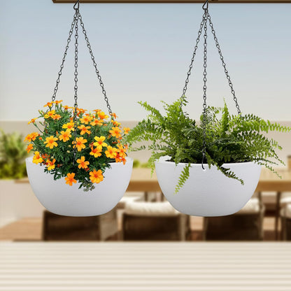 10 inch Hanging Planters for Indoor Outdoor Plants, 2 Pack Hanging Flower Pots with Drainage Holes