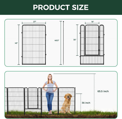 FXW Garden Fence Outdoor for The Yard – 45in(H) x 35.7ft(L) Heavy Duty Metal Animal Barrier for Dog