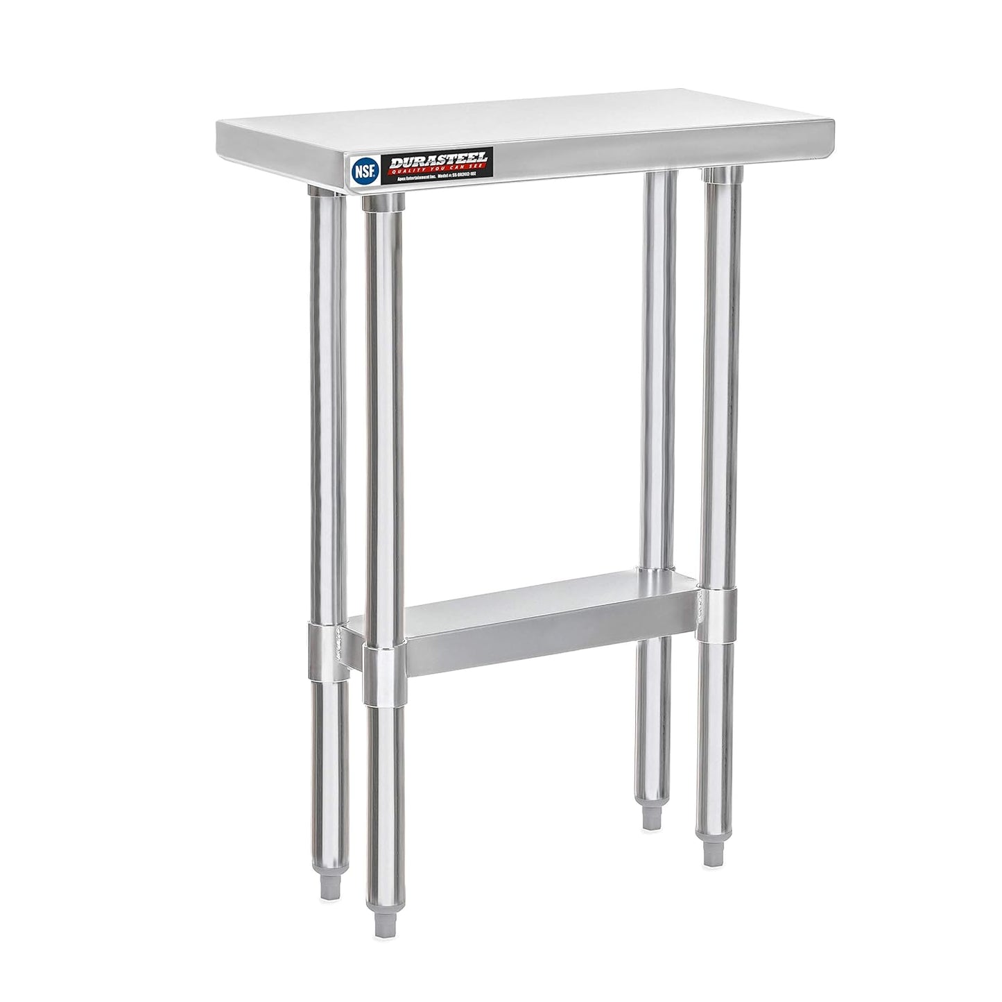 DuraSteel 24x12 Small Stainless Steel Table - NSF Metal Narrow Commercial Food Prep Side Worktable