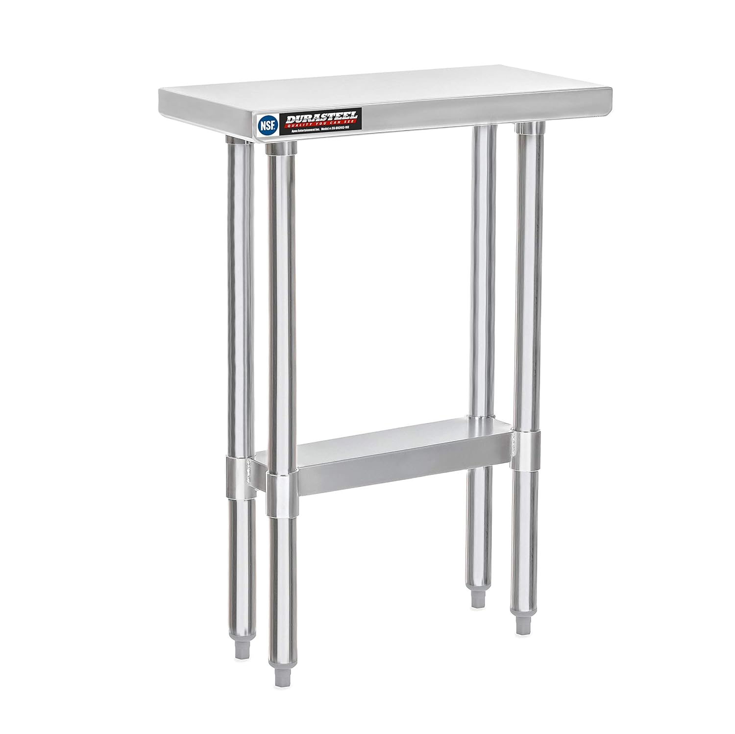 DuraSteel 24x12 Small Stainless Steel Table - NSF Metal Narrow Commercial Food Prep Side Worktable