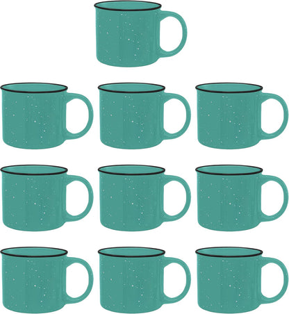 DISCOUNT PROMOS Ceramic Campfire Coffee Mugs 13 oz. Set of 10, Bulk Pack - Perfect for Tea