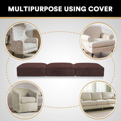 PrinceDeco Velvet Sofa Cushion Covers, Stretch Couch Cushion Covers for Individual Seat Couch