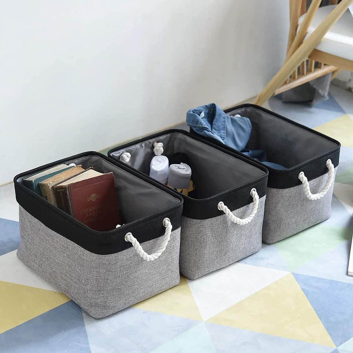 TheWarmHome Storage Basket for Organizing- 16x12x8 inch 1 Pack Fabric Storage Cubes, Bins for