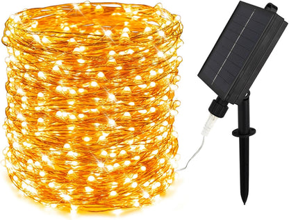 Solar String Lights for Outside,200FT 600 LEDs Solar Fairy Lights,Waterproof 8 Modes Button Outdoor